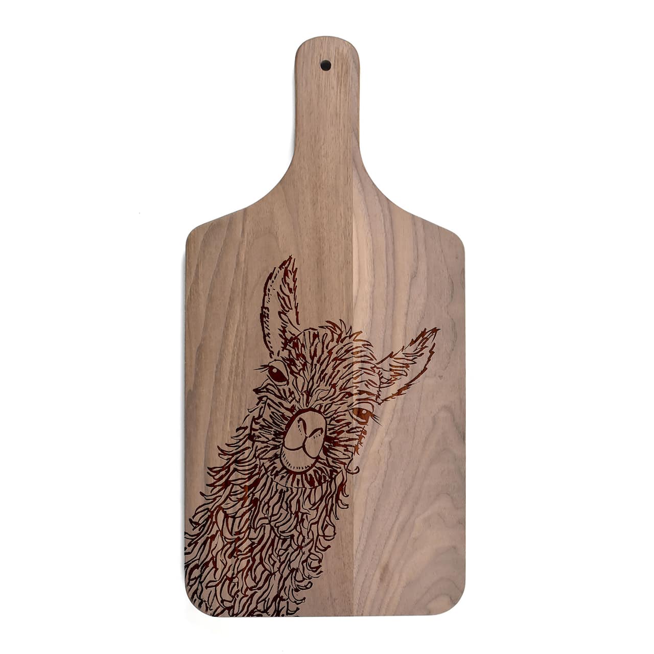 8" x 17" Llama Sweet Cheeks Walnut Paddle Cutting Board